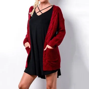 Strik Sweater Kvinder Cardigan Kvinde Vinter Tøj Koreanske Top Casual Computer Strikket O-Hals Pink Mode 2021 Plus Størrelse