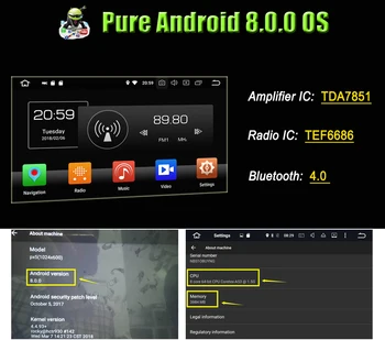 TDA7851 4*50W Android 8,0 Jeep Renegade 2016 2017 4GB+32GB+8core Bil DVD-Afspiller GPS Glonass kort RDS Radio wifi Bluetooth-TV