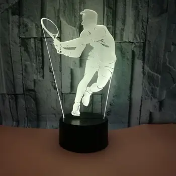 Tennis 3d-Lampe Farverig Touch Fjernbetjening 3d Led Visuelle Bord Lamper Til Soveværelset Karakter Tilpasset 3d-Lighting bordlampe