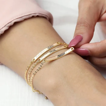 Tilpas bar Armbånd Guld staimless stål navneskilt smykker Armbånd Par armbånd kvinder gave tilpasset armbånd
