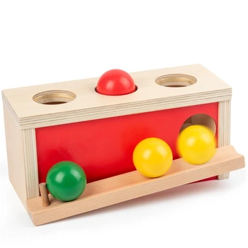Træ-Tryk På Bolden Tabel Tidlig Læring Pædagogisk Legetøj Træning Farve Kognition