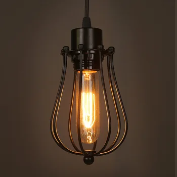 Vintage Industriel Loft Bur lysekrone E27 pære Restaurant Soveværelse Pendel lamper LED belysning industrien Sort jern Lamper