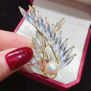 ZHBORUINI 2019 Naturlige Ferskvands Perle Broche Østrig Krystaller, Guld Kreative Broche Pins Perle Smykker Til Kvinder Tilbehør
