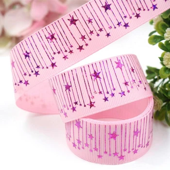 (10yards/masse) Pink Bronzing Grosgrain Bånd DIY Bue Gave Emballage Tilbehør Hairbow Bånd 25mm