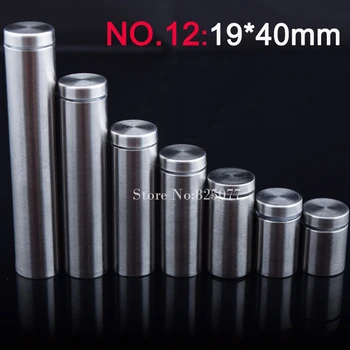 19*40mm Rustfrit stål skruer reklame glas standoff unbrakoskrue glas kabinet vise skrue 500PCS engros KF844