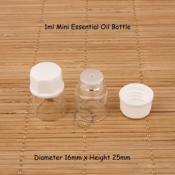 200pcs/masse Engros-1ml Mini Glas Æterisk Olie Flaske Små Dropper Hætteglas 1/30OZ Genopfyldning Kosmetiske Emballage Test Jar