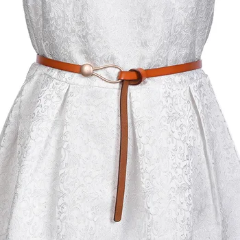 2021－ELEGZO Kvindelige Linning Fashion læder kjole bælte enkel alle-passer til afslappede bukser, Bælte