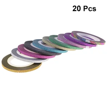 20Pcs 2mm 0.08 tommer Søm Kunst Matteret Linje Klistermærker Selvklæbende Søm Tip Bånd DIY Manicure Værktøjer (Tilfældig Farve 10 Farver)