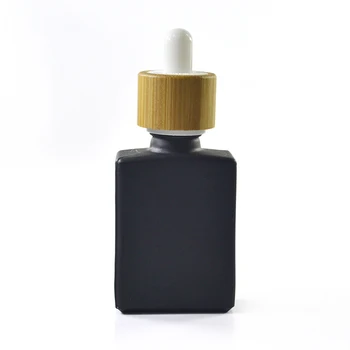 288pcs*30 ml mat sort Klar rektangulær glas dropper flasker med bambus låg til Væsentlige olie