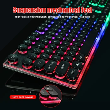 3-Farve Baggrundsbelysning Pro spillemaskine Handfeel USB-Tastatur Mms-Belysning Farve LED USB-Kabel