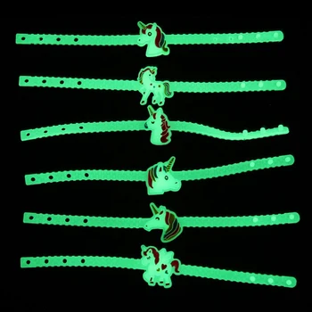 6stk/masse top kvalitet DIY PVC unicorn børne-armbånd silikone glød i mørke armbånd anime tegnefilm sports armbånd Gaver