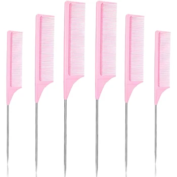 6stk Pink Hale Kam Fiber Kam Kam Løfte Kam Styling Kam kulfiber og Rustfrit Stål Hair Salon eller Houseware