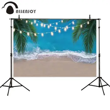 Allenjoy tropiske bryllup fotografering baggrund skinnende blade sea beach baggrund personlig photocall studio skyde prop