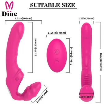 DIBE 9 Speed Dobbelt Vibrerende Lesbisk Dildo Silikone G-Spot Massage Voksen Sex ToyWireless Fjernbetjening Vibrator Kvinder, Par