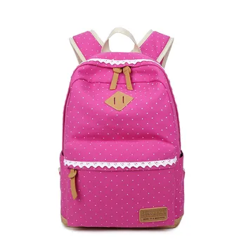 Dot Casual-Canvas-Backpack Taske Mode Søde Lette Rygsække til Teen Unge Piger Preppy Stil College School-Rygsæk