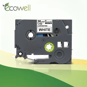 Ecowell 1stk label tape 36mm tze261 Sort på Hvidt, kompatibel med brother p touch printeren tze tape tze 261 tz261 laminerede label