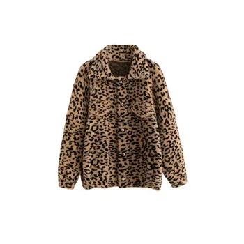 Efterår og vinter nye mink Leopard trøje, jakke fortykket koreanske version af løse kort stil efterligning strikket mink pels