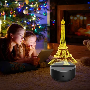 Eiffel Tower 3D LED Nat Lys Kreative Ambient Light bordlampe Hjem Belysning Bulbing farveskift Luminaria Børn Gaver Ny