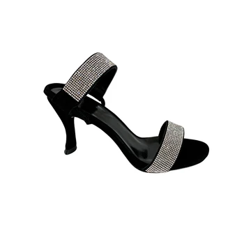 Et Ord med Rhinestone Sandaler Kvindelige Fe Style 2020 Ny Læder Mode til Alle-match Sexy Høje Hæle Femmes Sandalias