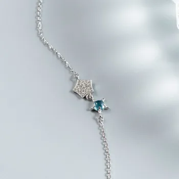 Fengxiaoling 925 Sterling Sølv, Lys Blå Crystal Star Moom Cubic Zirkonia Til Armbånd For Kvinder Fashion Party Smykker