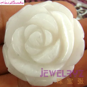 Hailambo Mode Smuk Hvid Jade Skåret Rose Vedhæng Gem-Stone blomstervedhæng Figur Heldig Smykker til Pige Gave RP04#