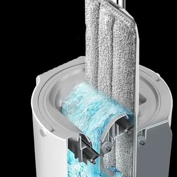 Håndvask gratis fladskærms mop skraber skraber husstand dovne træ gulv mopning artefakt rotary moppe spand tør og våd