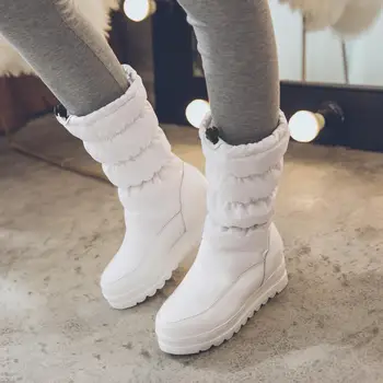 Katinluna Dropship På Salg af Nye Design Kvindelige sko Elastik Patchwork Rund Tå Hjemme med Sne Vinter Støvler