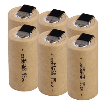 Laveste pris 6 stykke SC batteri 1,2 v batterier, genopladelige 2200mAh nicd-batteri til el-værktøj akkumulator