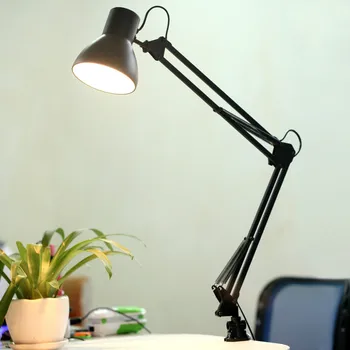 Led Clip bordlampe Industrielle Fleksibel svingarm bordlampe Til Hjemme-Undersøgelse Læse Office Roterbar Bog Nat Lys 220V E27