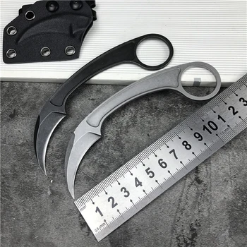 Mini Bærbare Camping Knive 440C Stål klo Overlevelse Kniv Sten Vasket Faste Blade Karambit Kniv Med Skede K