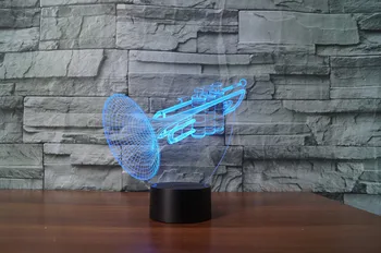 Musikinstrumenter Trompet 3D Flash Nat Lys USB-Touch lampe 3D-Illusion Lampe Farverige Jul Lys I Soveværelset drop skib