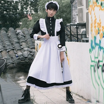 Mænd Kvinder Sexet Fransk Stuepige Kostume Sød Gothic Lolita Kjole Anime Cosplay Tøsedreng Stuepige Uniform Plus Size Halloween Kostumer
