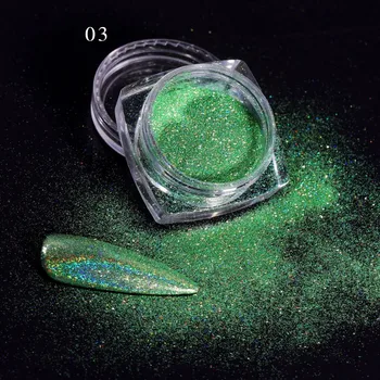 Nail Powder 1 Krukke 0,5 g Holografiske Krom Spejl Effekt Laser Harpiks Pigment Gel Neglelak Pulver til Manicure, Udsmykning GF09T