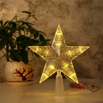 Night light LED 3D Christmas Tree Top lampe Lysende Stjerne Lys Batteri Box Pentagram Nat lampe Jul Topper lampe Dekoration