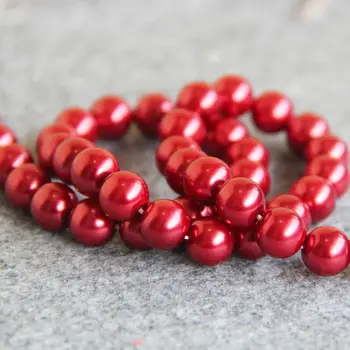 Nye Halskæde&Armbånd Tilbehør 10mm Rød Shell pearl perler Muslingeskal pige løse perler Smykker at gøre design 15inch Engros
