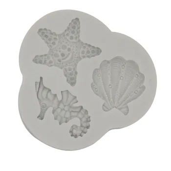 Nye Kreative Undersøiske Verden Conch Shell Mould 3D DIY Praktiske Wave Star Fondant Kage Dekoration Prægning Skimmel Silikone Formen