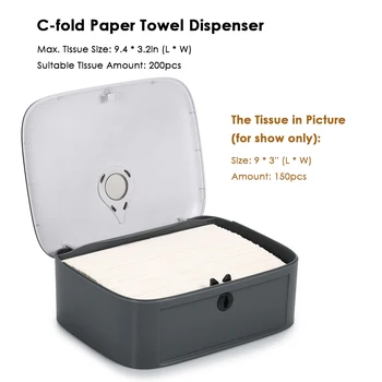 Papir Væv Dispenser vægmonteret C-fold Håndklæde Dispenser Vandtæt Toilet Holder til Hotel Food Service