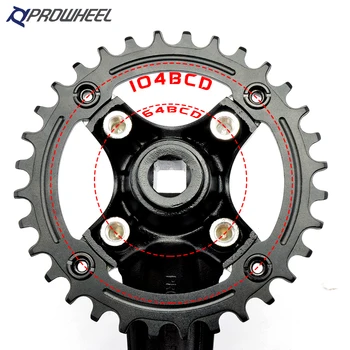 Prowheel mountainbike krank tandhjul 170/175 mm firkantet hul aluminium krank 30/32/34/36 / 38T tandhjul 104BCD MTB krank