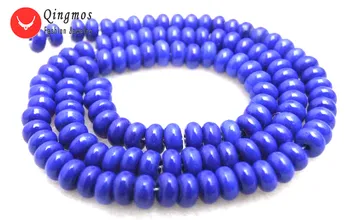 Qingmos 4*6mm Blå Rondelle Naturlige Lapis Perle Sten Perler til smykkefremstilling Halskæde Armbånd DIY Løse Tråde 15