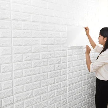 Selvklæbende Vandtæt TV Baggrund Mursten Baggrunde 3D wallsticker Stue Tapet Vægmaleri Soveværelse Decoraing rummet