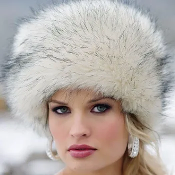 Unisex Mode Lady Faux Fur Kosak Stil Russiske Vinter Hatte Varm Hætte, Tykke Bombefly Hat, Pandebånd Caps Ushanka Tykkere Fluffy