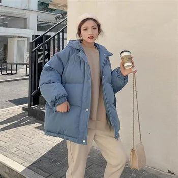 Vinter kort jakke kvinder er varmt hætteklædte ned bomuld parker coat jakke kvinder casual løs jakke koreansk vinter jakke 2021