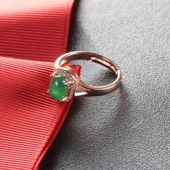 WalerV for Kvinders Ring Mode Smykker Charm Guld Farve Luksus Zircon Åben Ring Lady Ovale Grønne Sten, Krystal Engagement Finger