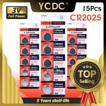 YCDC 15pcs High Power CR2025 3 V Li-ion-Batteri Fjernbetjening Elektronisk Instrument Skala Batteri Udskift BR2025 DL2025 KCR2025