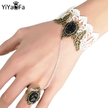 YiYaoFa Vintage White Lace Armbånd til Kvinder Tilbehør Håndlavet Armbånd & Halskæde Gotiske Smykker Armbånd Til Kvinder LB-36