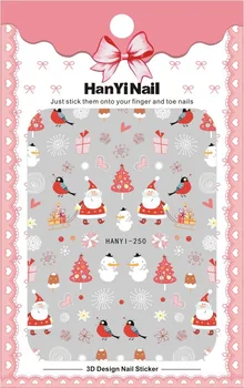 1 Ark, Jul 3D Nail Art Overførsel Klistermærker Snefnug Nail Design Snemand Santa for Negle Dekorationer