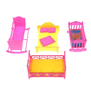 1 Sæt Søde Platic Gyngende Vugge Bed Play House Legetøj For Mini dukke hus Møbler Til dukke Kelly Dukke Tilbehør