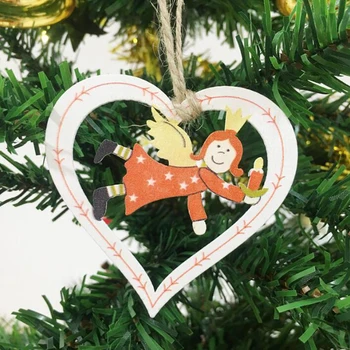 10stk Hængende Ornamenter Træ-DIY juletræ Vedhæng Klokker Santa Claus nytår Indretning Julepynt