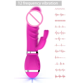 12 vibrationsfrekvens Dobbelt-ledes Vibrator G Spot Stimulation Masturbator A6HC