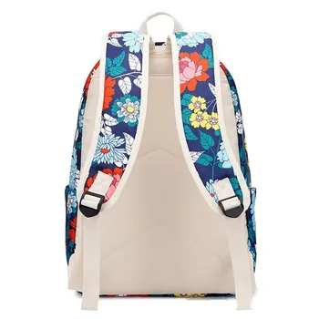 2019 Nye piger 3stk nylon vandtæt rygsæk high school studerende skoletaske stor kapacitet Slid-resistente udskrivning rejse taske